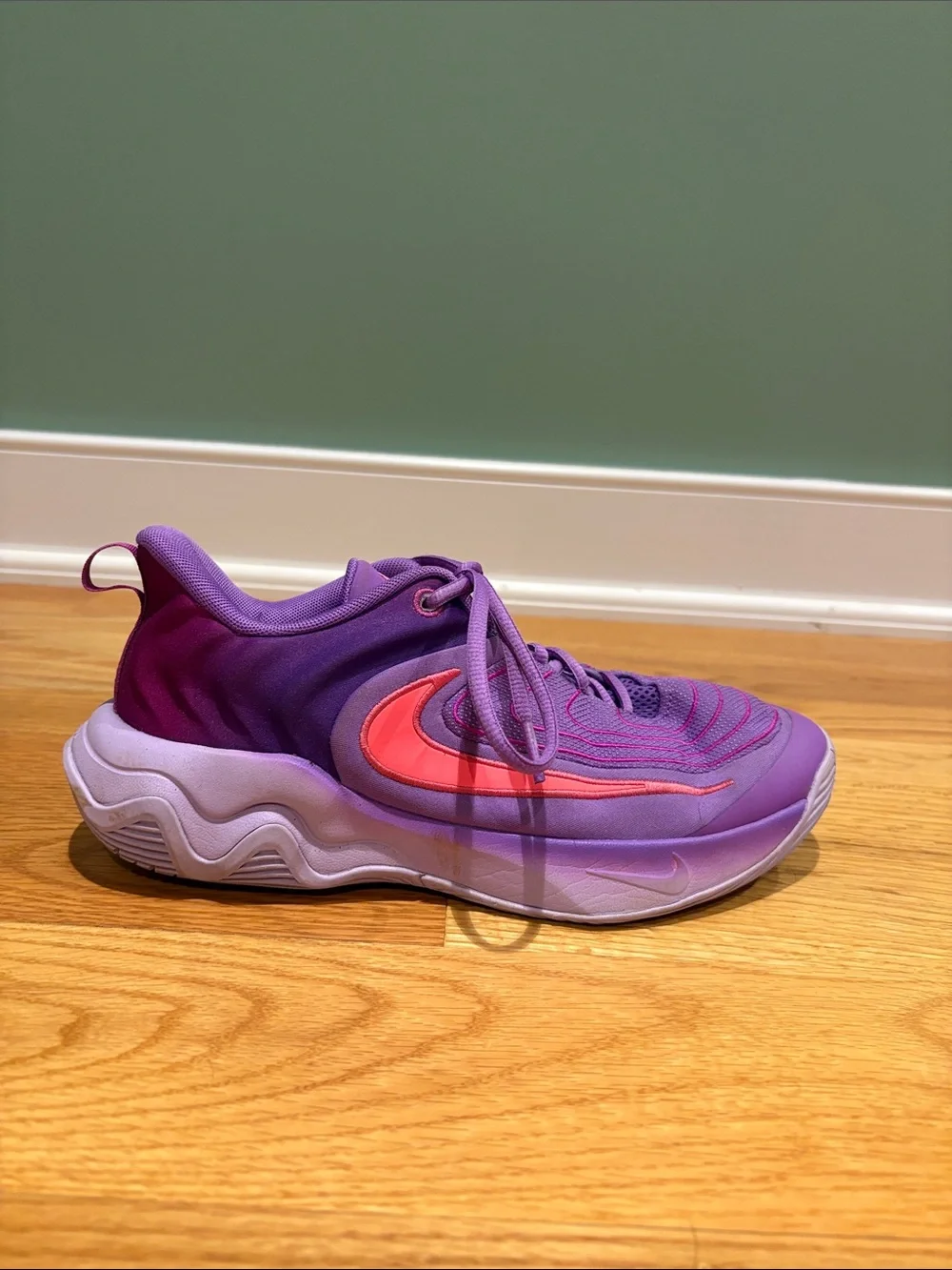 Nike Kids Purple Sneakers with Pink Swoosh